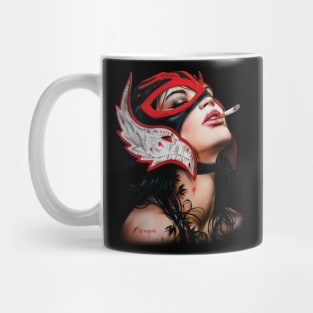 Mask girl smoking Mug